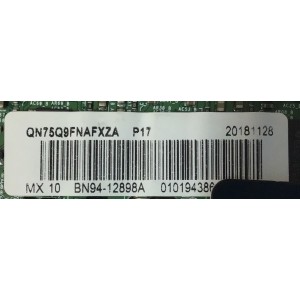 MAIN PARA TV SAMSUNG NUMERO DE PARTE BN94-12898A / BN41-02634B / BN97-14057A / PANEL CY-TN075FLAV8H / MODELO QN75Q9FNAFXZA AC02 / QN75Q9FNAFXZA / QN75Q9FNA